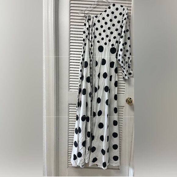 CBR One Sleeve Maxi Dress Size M  Black and white polka dot - Picture 1 of 2